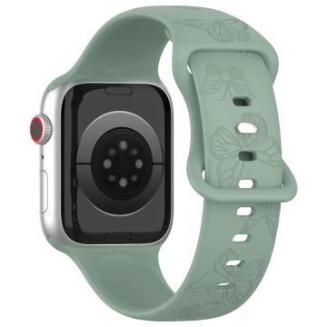 KALEBOL Butterfly Imprint Watch Strap Apple Watch Series 10 46mm Silicone Band - Olive Green