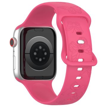 KALEBOL Butterfly Imprint Watch Strap Apple Watch Series 10 46mm Silicone Band - Pink