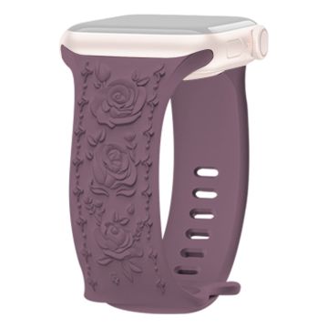 KALEBOL Rose Embossed Watch Strap Apple Watch Series 10 46mm Silicone Band - Smoke Purple