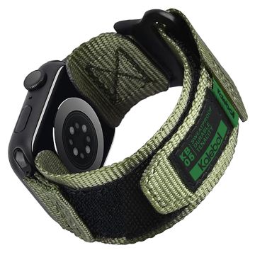 KALEBOL Nylon Watch Strap Apple Watch Series 10 46mm Wrist Band with Magic Tape - Army Green