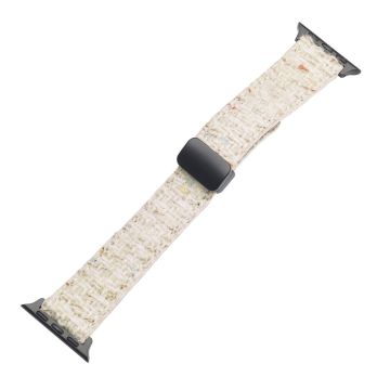 Genuine Cow Leather+Wool Watch Band Apple Watch Series 10 46mm Wrist Strap - Beige