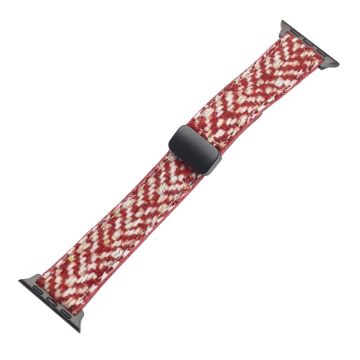 Genuine Cow Leather+Wool Watch Band Apple Watch Series 10 46mm Wrist Strap - Red