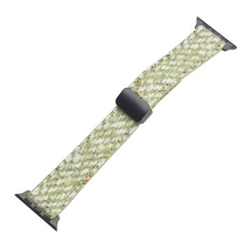 Genuine Cow Leather+Wool Watch Band Apple Watch Series 10 46mm Wrist Strap - Green