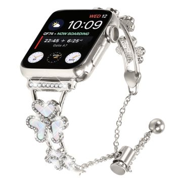 Metal Band Heart Clover Decor Apple Watch Series 10 46mm Watch Bracelet - Starlight