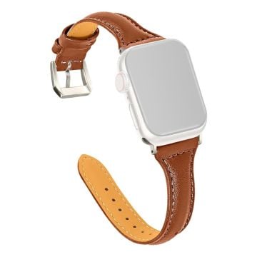 KALEBOL Genuine Cow Leather Band Apple Watch Series 10 46mm Women Watch Strap - Dark Brown