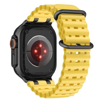 Ocean Watch Strap Apple Watch Series 10 46mm Silicone Band - Yellow+Black Buckle