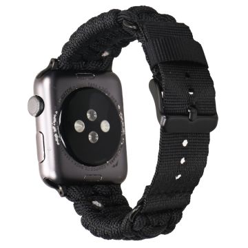 Nylon Watch Strap Apple Watch Series 10 46mm Single Loop Wristband - Black