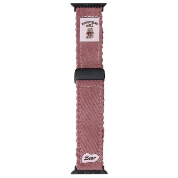 Corduroy Watch Band Apple Watch Series 10 46mm Magnetic Clasp Wrist Strap - Plum