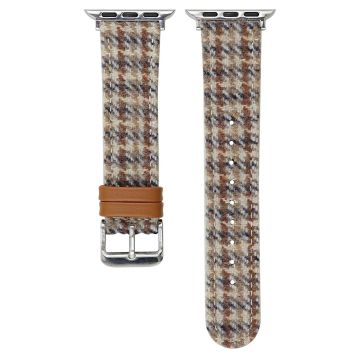 Watch Band Apple Watch Series 10 46mm Vintage Wool + Leather Strap - Oatmeal