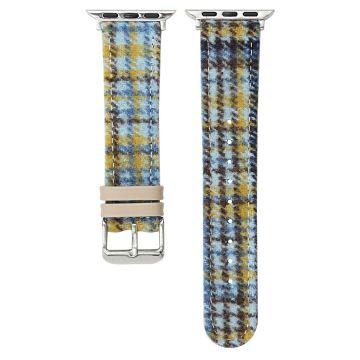 Watch Band Apple Watch Series 10 46mm Vintage Wool + Leather Strap - Ice Blue