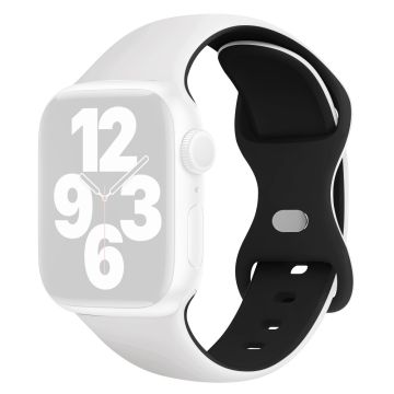 KALEBOL Silicone Strap Apple Watch Series 10 46mm Butterfly Buckle Band - White + Black