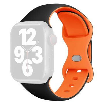 KALEBOL Silicone Strap Apple Watch Series 10 46mm Butterfly Buckle Band - Black + Orange