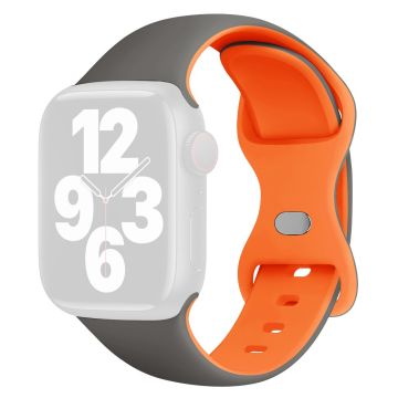 KALEBOL Silicone Strap Apple Watch Series 10 46mm Butterfly Buckle Band - Grey + Orange