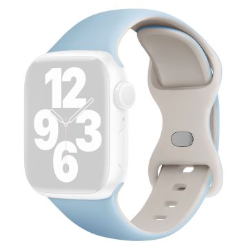 KALEBOL Silicone Strap Apple Watch Series 10 46mm Butterfly Buckle Band - Sky Blue + Starlight