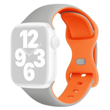 KALEBOL Silicone Strap Apple Watch Series 10 46mm Butterfly Buckle Band - Cloud Grey + Orange