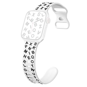 KALEBOL Alphabet Silicone Strap Apple Watch Series 10 46mm Epoxy Band - White + Black