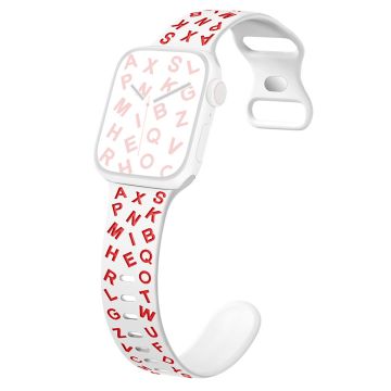 KALEBOL Alphabet Silicone Strap Apple Watch Series 10 46mm Epoxy Band - White + Red