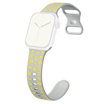 KALEBOL Alphabet Silicone Strap Apple Watch Series 10 46mm Epoxy Band - Grey + Yellow