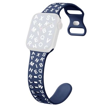 KALEBOL Alphabet Silicone Strap Apple Watch Series 10 46mm Epoxy Band - Midnight Blue + White