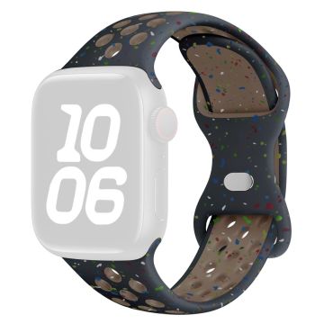 KALEBOL Color Dots Silicone Strap Apple Watch Series 10 46mm Butterfly Buckle Band - Black