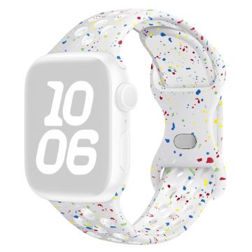 KALEBOL Color Dots Silicone Strap Apple Watch Series 10 46mm Butterfly Buckle Band - White