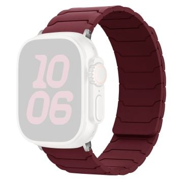 KALEBOL Silicone Magnetic Watch Band Apple Watch Series 10 46mm Strap - Wine Red