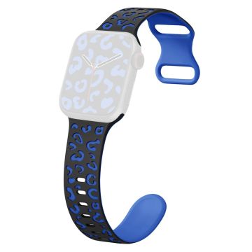 KALEBOL Leopard Silicone Band Apple Watch Series 10 46mm Dual Color Strap - Black + Blue