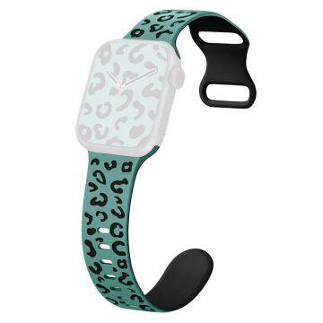 KALEBOL Leopard Silicone Band Apple Watch Series 10 46mm Dual Color Strap - Cactus Green + Black