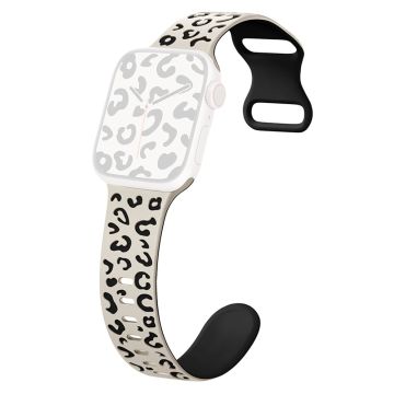 KALEBOL Leopard Silicone Band Apple Watch Series 10 46mm Dual Color Strap - Starlight + Black