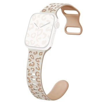 KALEBOL Leopard Silicone Band Apple Watch Series 10 46mm Dual Color Strap - Starlight + Milk Tea