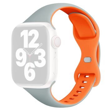 KALEBOL Silicone Strap Apple Watch Series 10 46mm Butterfly Buckle Band - Baby Blue + Orange