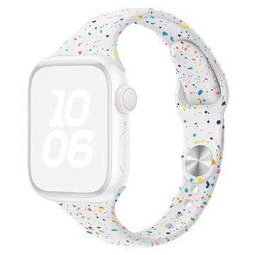 KALEBOL Silicone Watch Strap Apple Watch Series 10 46mm Colorful Flakes Band - White