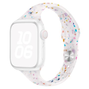 KALEBOL Silicone Watch Strap Apple Watch Series 10 46mm Colorful Flakes Band - Jelly White