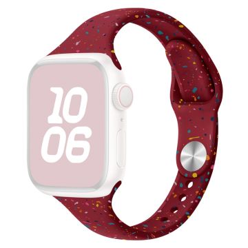 KALEBOL Silicone Watch Strap Apple Watch Series 10 46mm Colorful Flakes Band - Wine Red