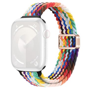 KALEBOL Braided Watch Strap Apple Watch Series 10 46mm Magnetic Nylon Wristbands - Official Rainbow