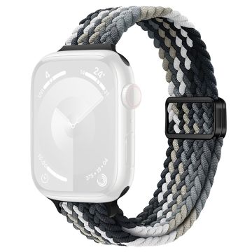 KALEBOL Braided Watch Strap Apple Watch Series 10 46mm Magnetic Nylon Wristbands - Black Grey