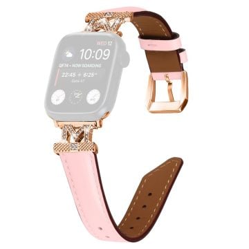 Kellonauha Apple Watch Universal 49mm/45mm/42mm Strassi M-muotoinen liitinhihna ruusukultaisella soljella - Pinkki