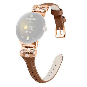 Ruusukultainen solki hihna Google Pixel Watch / Pixel Watch 2 Aito naudannahkainen kellonauha - Ruskea