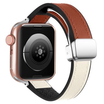 Apple Watch 49mm / 45mm / 44mm / 42mm magneettinen ranneke - Valkoinen / Ruskea