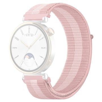 Huawei Watch GT 4 41mm / Garmin Venu 3S kellonauha 18mm Nylon Loop säädettävä rannehihna - Pinkki + Valkoinen + Pinkki