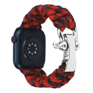 Apple Watch 49mm / 45mm / 44mm / 42mm Nylon punottu kellonauha - Punainen Musta Camo