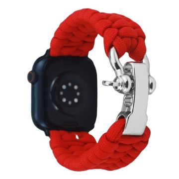 Apple Watch 49mm / 45mm / 44mm / 42mm Nylon punottu kellonauha - Punainen