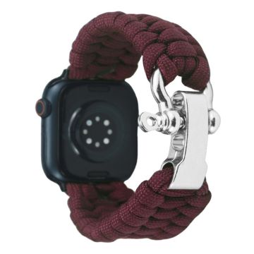 Apple Watch 49mm / 45mm / 44mm / 42mm Nylon punottu kellonauha - Viininpunainen