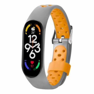 Xiaomi Mi Band 7 / 6 / 5 / 4 / 3 NFC Watch Bands kaksivärinen hengittävä joustavat hihnat - Harmaa + Oranssi