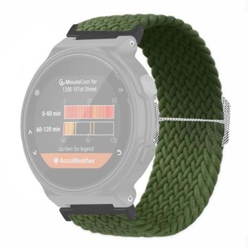 Garmin Forerunner 220 / 230 / 235 / 735XT / 620 / 630 kellon hihna venyvä punottu nailonhihna - Armeijan Vihreä