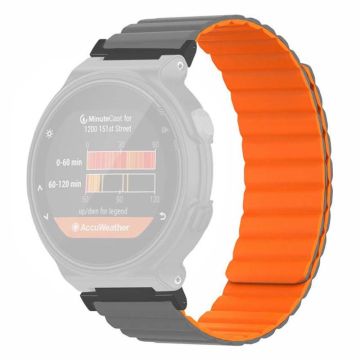 Garmin Forerunner 220 / 230 / 235 / 735XT / 620 / 63 joustava hihna magneettinen älykellon nauhat - Harmaa + Oranssi