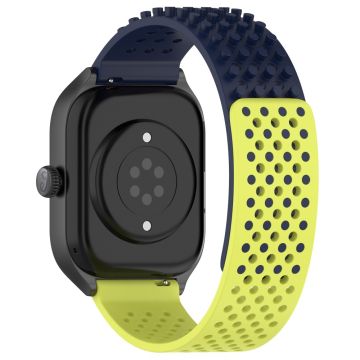 Huami Amazfit GTS 4 Mini / Samsung Gear Sport / Huawei Watch 2 Joustava kellohihna 20mm hengittävä kellonauha - Keskiyön Sininen / Lime