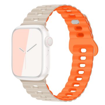 Apple Watch Series 49mm - 45mm - 44mm - 42mm Universal Flexible Watch Band - Starlight + Oranssi