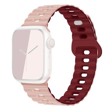 Apple Watch Series 49mm - 45mm - 44mm - 42mm Universal Flexible Watch Band - Pinkki + Viininpunainen