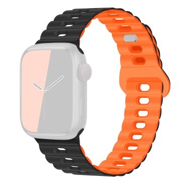 Apple Watch Series 49mm - 45mm - 44mm - 42mm Universal Flexible Watch Band - Musta + Oranssi